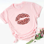 Women Tops O-neck Sexy Black Tees Kiss Lip