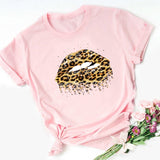 Women Tops O-neck Sexy Black Tees Kiss Lip