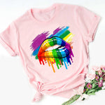 Women Tops O-neck Sexy Black Tees Kiss Lip