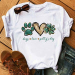 Maycaur Fashion Women Dogs Paws T Shirt Peace Love Dogs Funny