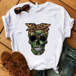 Women's T-shirt Harajuku Skull Deer Camouflage Burlap Turban