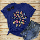 T Shirt Women Flower Print Graphic Tee Kawaii Top Female Clothes