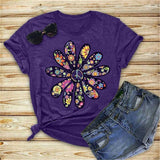 T Shirt Women Flower Print Graphic Tee Kawaii Top Female Clothes