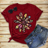 T Shirt Women Flower Print Graphic Tee Kawaii Top Female Clothes
