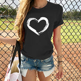 Hearts Women T-shirts Casual Harajuku Love Printed Tops Tee