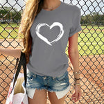 Hearts Women T-shirts Casual Harajuku Love Printed Tops Tee