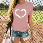 Hearts Women T-shirts Casual Harajuku Love Printed Tops Tee