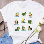 Women Graphic Avocado Cat Printing Cartoon Fruit Clothes Floral