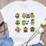 Women Graphic Avocado Cat Printing Cartoon Fruit Clothes Floral