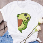 Women Graphic Avocado Cat Printing Cartoon Fruit Clothes Floral
