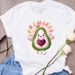 Women Graphic Avocado Cat Printing Cartoon Fruit Clothes Floral