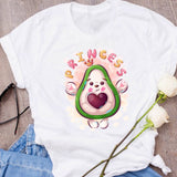 Women Graphic Avocado Cat Printing Cartoon Fruit Clothes Floral