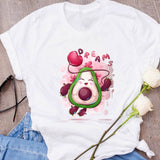 Women Graphic Avocado Cat Printing Cartoon Fruit Clothes Floral