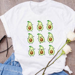 Women Graphic Avocado Cat Printing Cartoon Fruit Clothes Floral