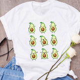 Women Graphic Avocado Cat Printing Cartoon Fruit Clothes Floral