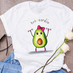 Women Graphic Avocado Cat Printing Cartoon Fruit Clothes Floral