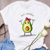 Women Graphic Avocado Cat Printing Cartoon Fruit Clothes Floral