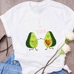 Women Graphic Avocado Cat Printing Cartoon Fruit Clothes Floral