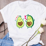 Women Graphic Avocado Cat Printing Cartoon Fruit Clothes Floral