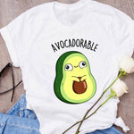 Women Graphic Avocado Cat Printing Cartoon Fruit Clothes Floral