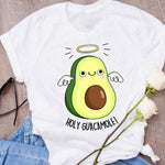 Women Graphic Avocado Cat Printing Cartoon Fruit Clothes Floral