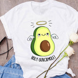 Women Graphic Avocado Cat Printing Cartoon Fruit Clothes Floral