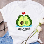 Women Graphic Avocado Cat Printing Cartoon Fruit Clothes Floral