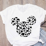 Women's T-shirt cartoon leopard bow T-shirt short sleeve
