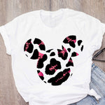 Women's T-shirt cartoon leopard bow T-shirt short sleeve