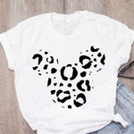 Women's T-shirt cartoon leopard bow T-shirt short sleeve