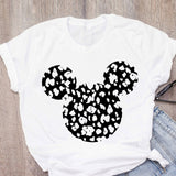 Women's T-shirt cartoon leopard bow T-shirt short sleeve