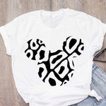 Women's T-shirt cartoon leopard bow T-shirt short sleeve