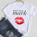 T-shirts Women Lip Leopard Love Fashion 90s Trend 2021 Spring