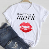 T-shirts Women Lip Leopard Love Fashion 90s Trend 2021 Spring