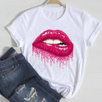 T-shirts Women Lip Leopard Love Fashion 90s Trend 2021 Spring