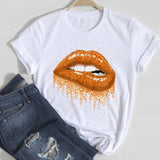 T-shirts Women Lip Leopard Love Fashion 90s Trend 2021 Spring