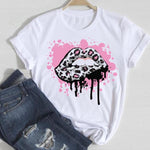 T-shirts Women Lip Leopard Love Fashion 90s Trend 2021 Spring