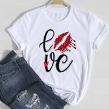 T-shirts Women Lip Leopard Love Fashion 90s Trend 2021 Spring