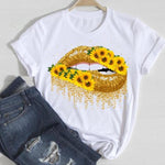 T-shirts Women Lip Leopard Love Fashion 90s Trend 2021 Spring