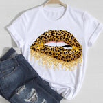 T-shirts Women Lip Leopard Love Fashion 90s Trend 2021 Spring