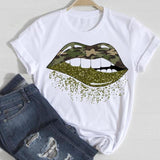 T-shirts Women Lip Leopard Love Fashion 90s Trend 2021 Spring