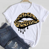 T-shirts Women Lip Leopard Love Fashion 90s Trend 2021 Spring