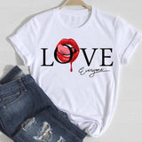 T-shirts Women Lip Leopard Love Fashion 90s Trend 2021 Spring
