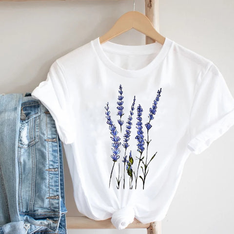 Women Printing Floral Flower 90s Cartoon Ladies Streetwear