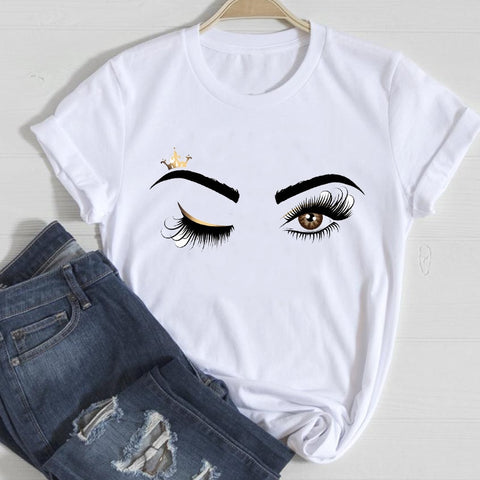 T-shirts Women Make Up Crown Fashion 90s Trend 2021