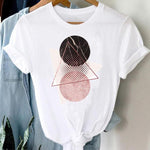 T-shirts Women 90s Casual Cute Office Geometric Kawaii