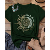 women casual fashion t-shirt letter sun moon