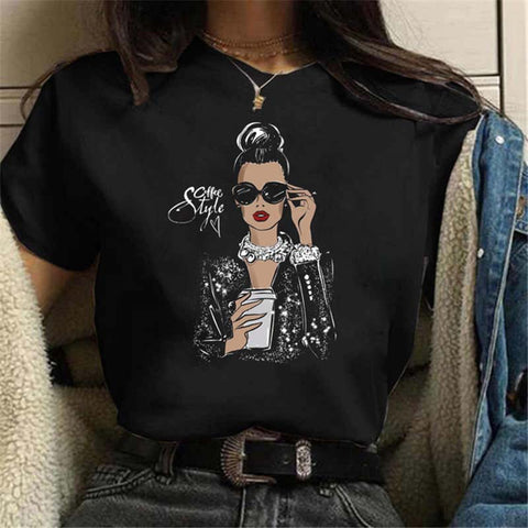 Hot Sales Printed Female Tshirt Women Fashion Graphic