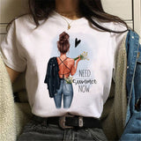 Hot Sales Printed Female Tshirt Women Fashion Graphic