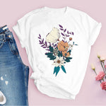 Women Graphic Flower Floral  Fashion Casual Cute 90s Style Vintage